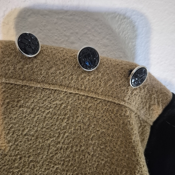 Colorblock Sweater with Button Detail - Picture 2 of 4